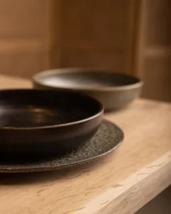 HKliving Home Chef Ceramics Deep Plate Rustic Black