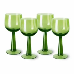 HKliving The Emeralds: Tall Lime Green Wine Glass (set Of 4)