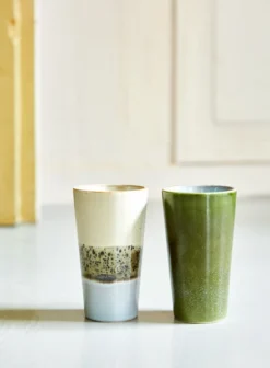 HKliving Ceramic 70's Latte Mug In Grass