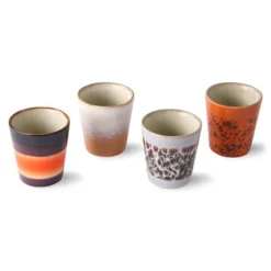 HKliving Ceramic 70 S Ristretto Mugs Set Of 4