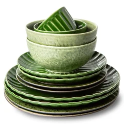 HKliving The Emeralds Ceramic Bowl | Organic Green 9 HKliving The Emeralds Ceramic Bowl | Organic Green