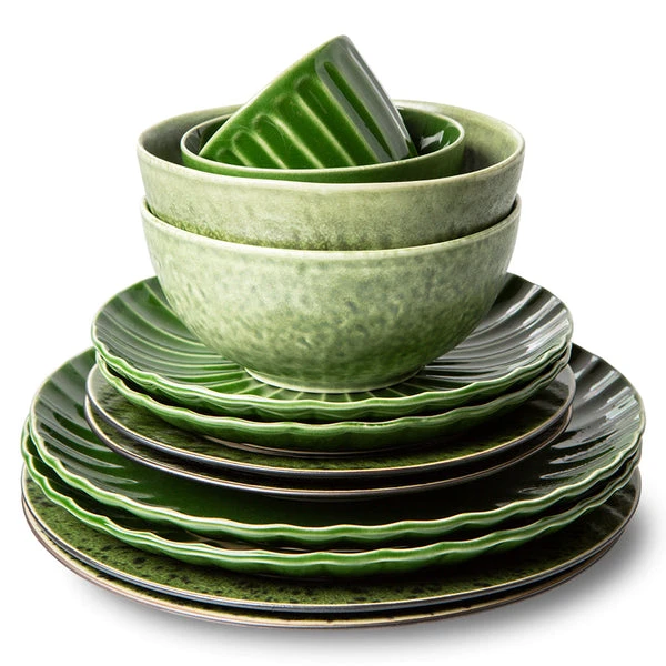 HKliving The Emeralds Ceramic Bowl | Organic Green 6 HKliving The Emeralds Ceramic Bowl | Organic Green