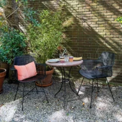 HKliving Black Braided Rattan Garden Tub Chair