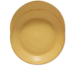 HKliving Bold & Basic Ceramics Pasta Plate Yellow/Brown Set Of 2