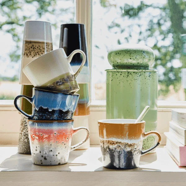 HKliving 70's Ceramics Americano Mugs | Pegasus | Set of 4 4 HKliving 70's Ceramics Americano Mugs | Pegasus | Set of 4