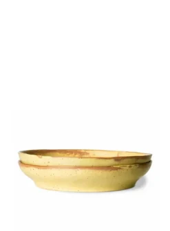 HKliving Bold & Basic Ceramics Pasta Plate In Yellow/Brown