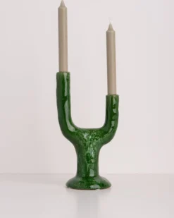 HKliving The Emeralds Ceramic Candle Holder L Reactive Green