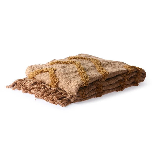 HKliving Brown Cotton Fringe Pattern Throw 4 HKliving Brown Cotton Fringe Pattern Throw