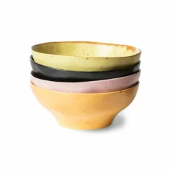 HKliving Bold & Basic Ceramics Small Bowl Mixed Colours Set of 4