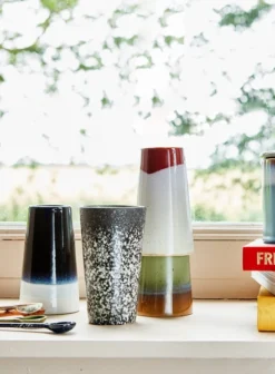 HKliving Ceramic 70's Latte Mug In Arctic