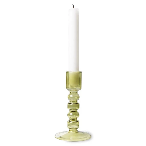 HKliving Glass Candle Holder | Medium | Olive Green 4 HKliving Glass Candle Holder | Medium | Olive Green