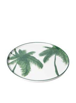 HKliving Bold & Basic Ceramics: Porcelain Dinner Plate Palms, Green