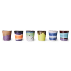 HKliving 70s Ceramics: Coffee Mugs - Pluto (set Of 6)