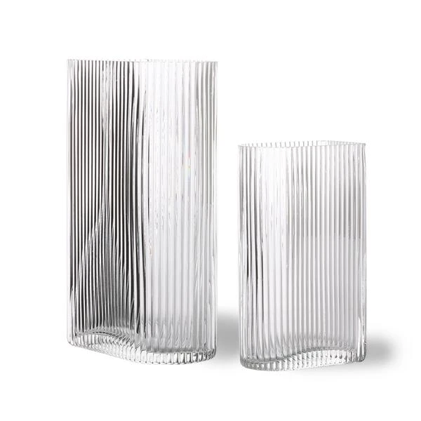 HKliving Clear Ribbed Vase 3 HKliving Clear Ribbed Vase