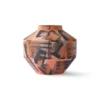 HKliving Orange Black Pink Brushstroke Painted Angular Vase