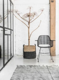 HKliving Rattan Tub Chair Black