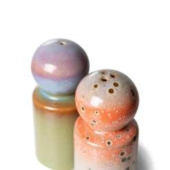 HKliving 70's Ceramics Salt & Pepper Shakers Set | Asteroids / Peat