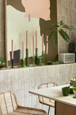 HKliving Mint Green The Emeralds Glass Candle Holder L