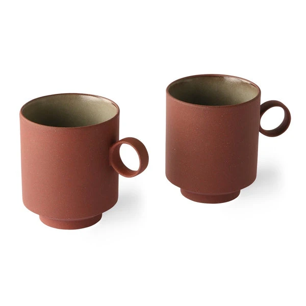 HKliving Bold & Basic Coffee Mug | Terra | Set of 2 4 HKliving Bold & Basic Coffee Mug | Terra | Set of 2