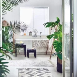 HKliving Black and White Bath Mat Small