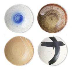 HKliving Kyoto Japanese Ceramic Shallow Bowls | Set Of 4 7 HKliving Kyoto Japanese Ceramic Shallow Bowls | Set Of 4