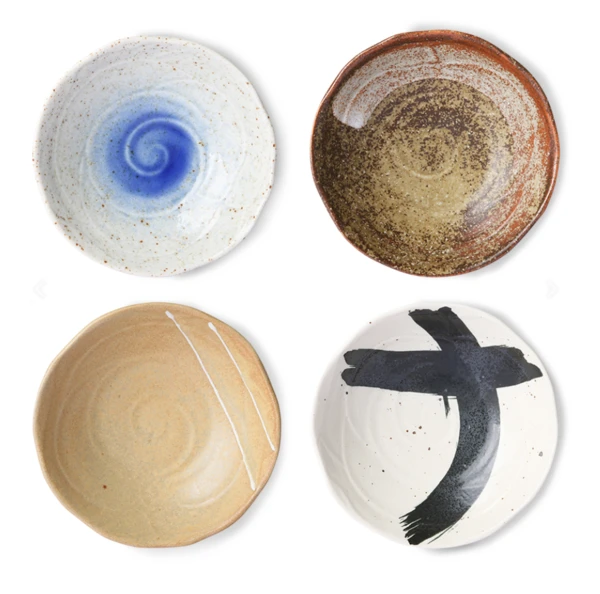 HKliving Kyoto Japanese Ceramic Shallow Bowls | Set Of 4 5 HKliving Kyoto Japanese Ceramic Shallow Bowls | Set Of 4
