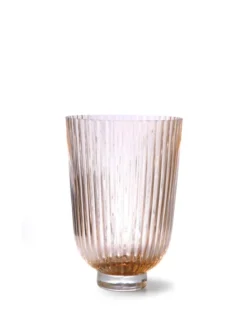 HKliving Peach Glass Ribbed Vase 5 HKliving Peach Glass Ribbed Vase