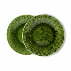 HKliving The Emeralds: Ceramic Spotted Green Side Plate (set Of 2)