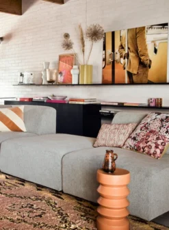 HKliving Peach Glass Ribbed Vase