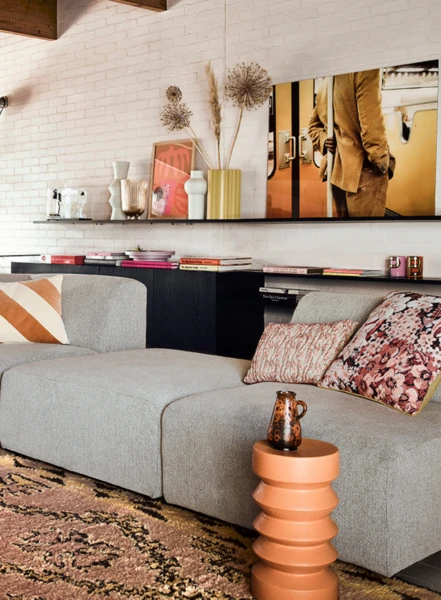 HKliving Peach Glass Ribbed Vase 3 HKliving Peach Glass Ribbed Vase