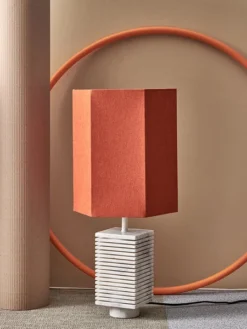 HKliving RIBBED TABLE LAMP BASE WHITE MARBLE