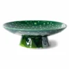 HKliving CERAMIC BOWL ON BASE L DRIPPING GREEN