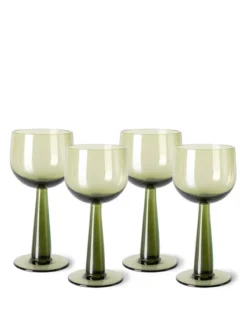 HKliving The Emeralds Olive Green Tall Wine Glass