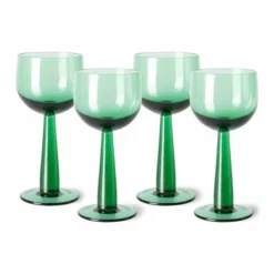 HKliving The Emeralds Wine Glass | Tall | Fern Green | Set of 4