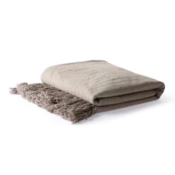 HKliving Cotton Zigzag Throw Taupe