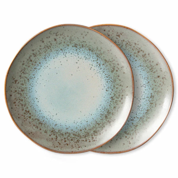 HKliving 70's Ceramics Dinner Plates | Mineral | Set of 2 3 HKliving 70's Ceramics Dinner Plates | Mineral | Set of 2