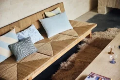 HKliving Striped Velvet Cushion Ice Blue (40x60)