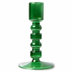 HKliving Glass Candle Holder | Medium | Forest Green