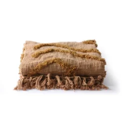 HKliving Cotton Fringe Pattern Throw 170 X 130 Brown