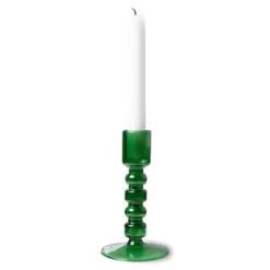 HKliving Glass Candle Holder | Medium | Forest Green