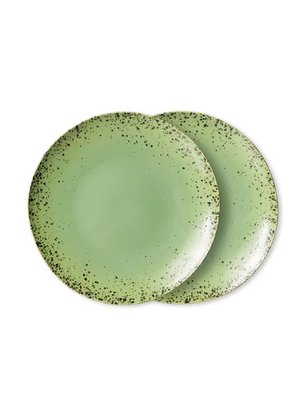 HKliving 70's Ceramics Dinner Plate In Kiwi 3 HKliving 70's Ceramics Dinner Plate In Kiwi