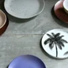 HKliving Bold Basic Ceramics Porcelain Dinner Plate Palms Set Of 2