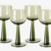 HKliving The Emeralds Wine Glass | Tall | Olive Green | Set of 4