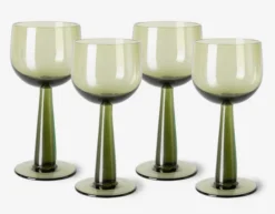 HKliving The Emeralds Wine Glass | Tall | Olive Green | Set of 4