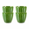 HKliving The Emeralds: Ceramic Green Ribbed Mug (set Of 4)