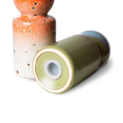 HKliving 70's Ceramics Salt & Pepper Shakers Set | Asteroids / Peat
