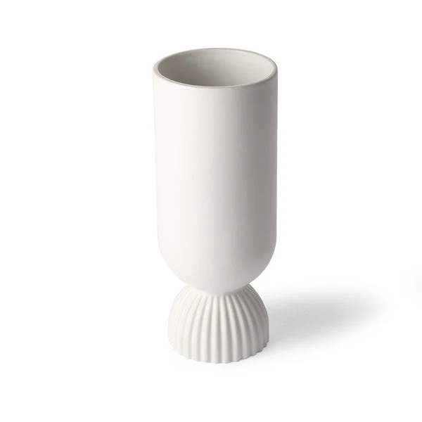 HKliving CERAMIC FLOWER VASE RIBBED BASE WHITE 4 HKliving CERAMIC FLOWER VASE RIBBED BASE WHITE