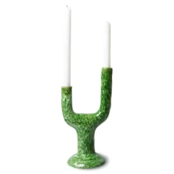 HKliving The Emeralds: L Ceramic Candle Holder Reactive Green