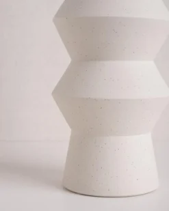 HKliving Large White Angular Speckled Clay Vase