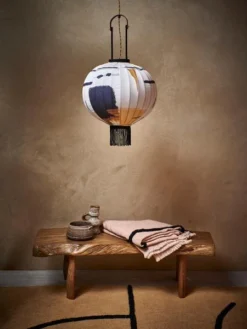 HKliving Blush Cotton Throw With Black Tufted Lines 8 HKliving Blush Cotton Throw With Black Tufted Lines